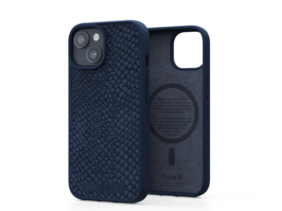 Чохол для iPhone 15 Njord Salmon Leather MagSafe Case Blue (NA51SL01)