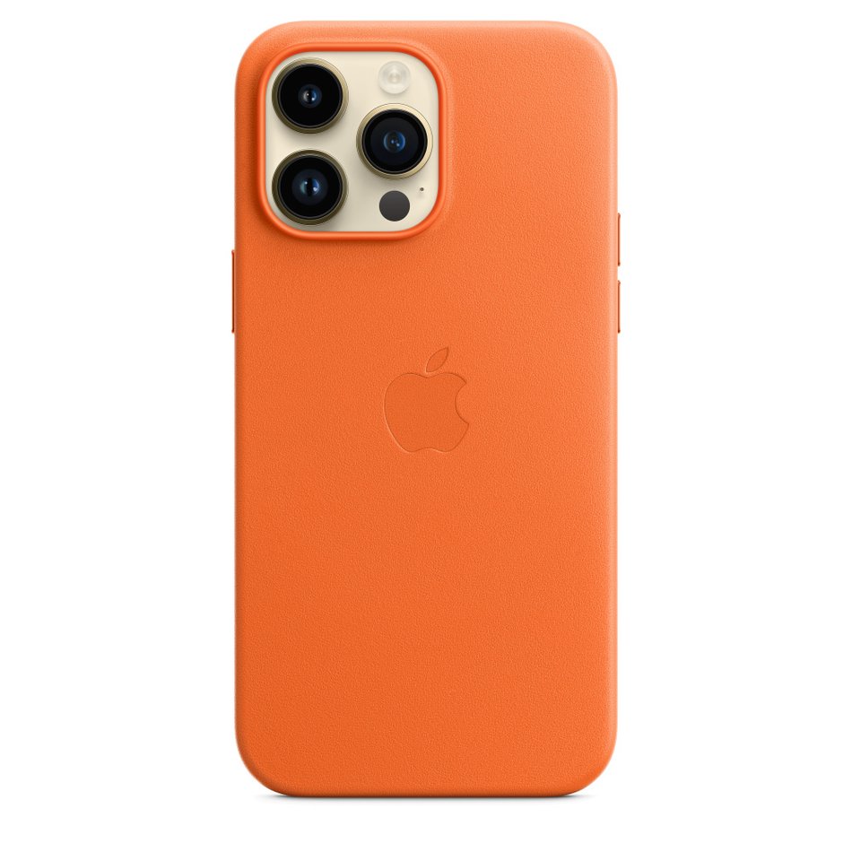 Чохол для iPhone 14 Pro Max Apple Leather Case with MagSafe - Orange (MPPR3) UA