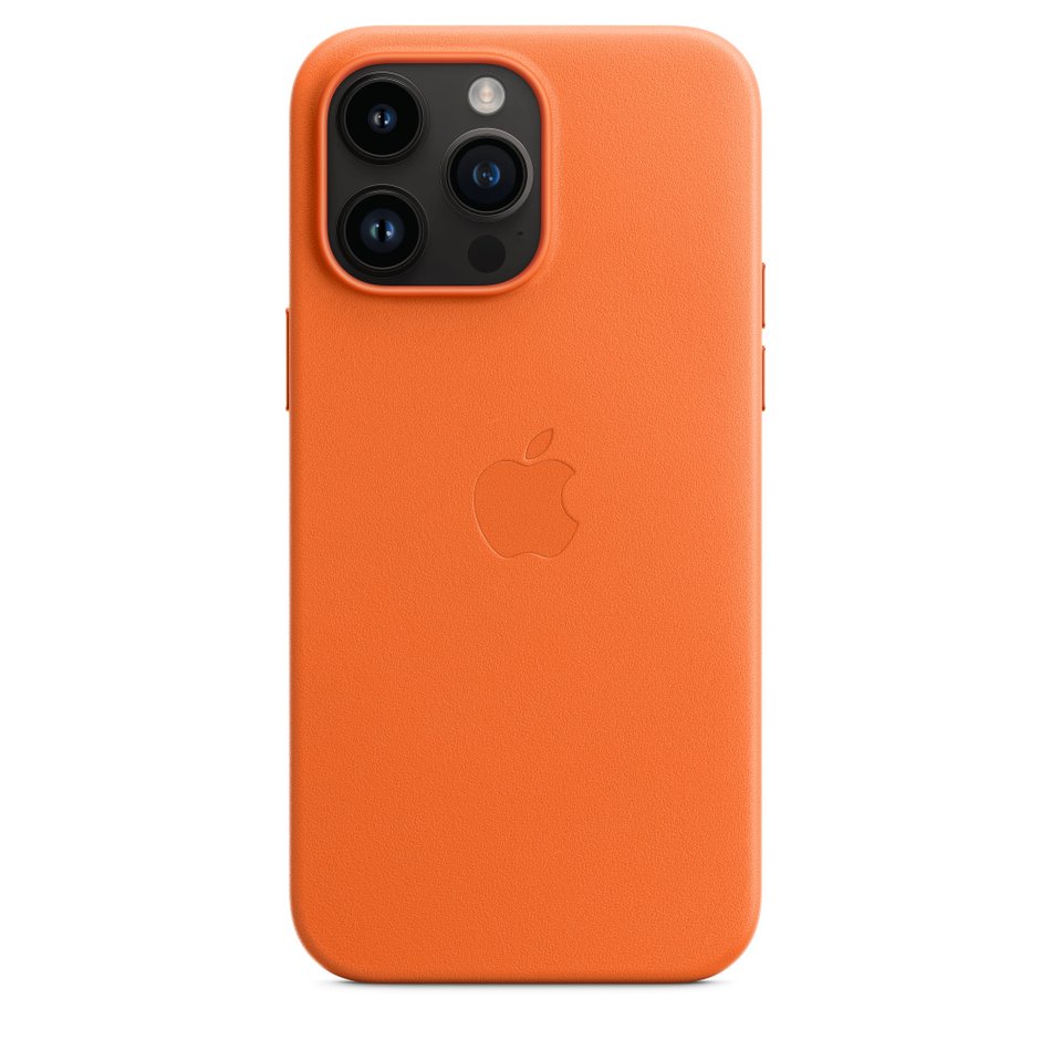 Чехол для iPhone 14 Pro Max Apple Leather Case with MagSafe - Orange (MPPR3) UA