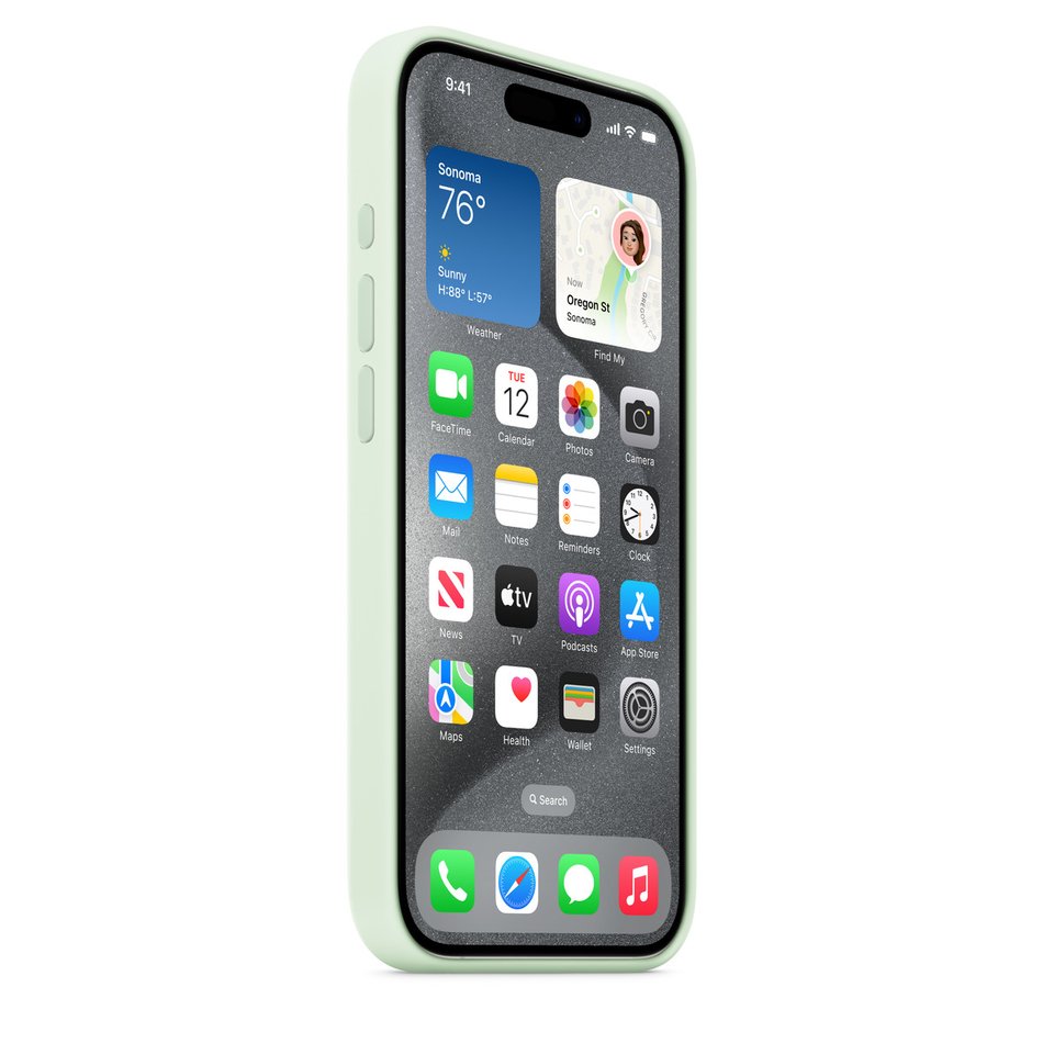 Чохол для iPhone 15 Pro Apple Silicone Case with MagSafe - Soft Mint (MWNL3)