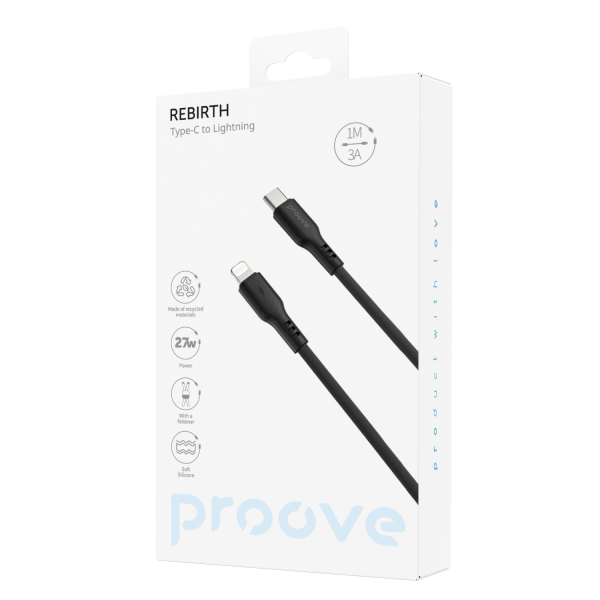 Кабель Proove Rebirth 3A Type-C/Lightning 1m (Black) (CCRE60002101)