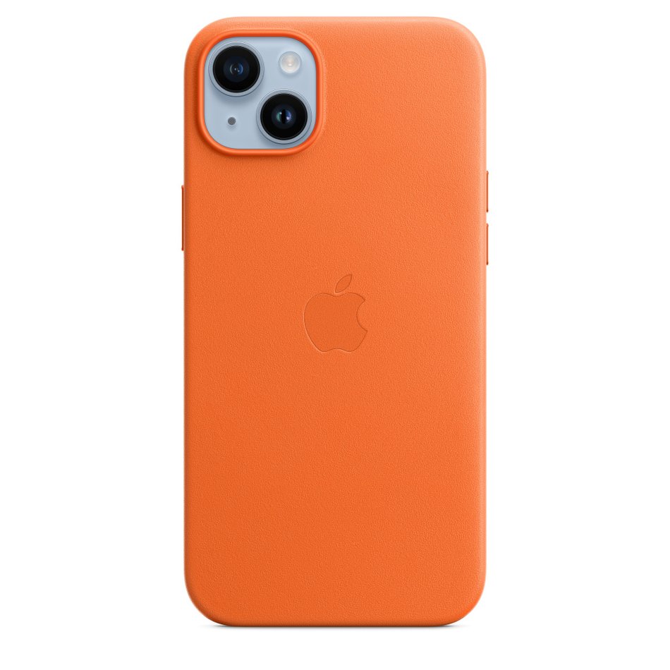 Чохол для iPhone 14 Plus Apple Leather Case with MagSafe - Orange (MPPF3) UA