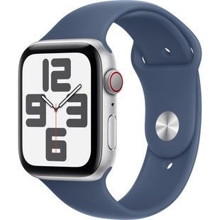Apple Watch SE 2 GPS + Cellular 44mm Silver Aluminium Case w. Denim Sport Band - S/M (MXG43/MXGP3)