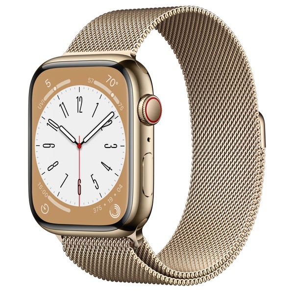 Apple Watch Series 8 GPS + Cellular 45mm Gold Stainless Steel Case w. Milanese Loop Gold (MNKP3, MNKQ3)