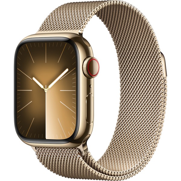 Apple Watch Series 9 GPS + Cellular 45mm Gold S. Steel Case w. Gold Milanese Loop (MRMU3)