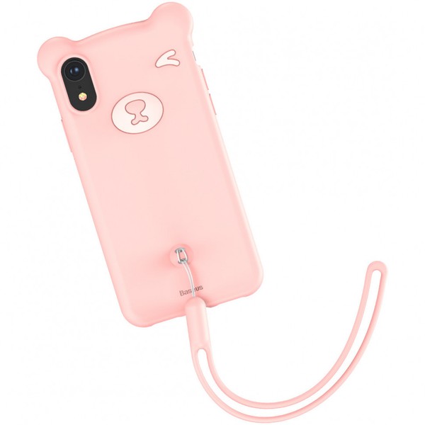Чехол для iPhone Xr Baseus Bear Silicone ( Pink )