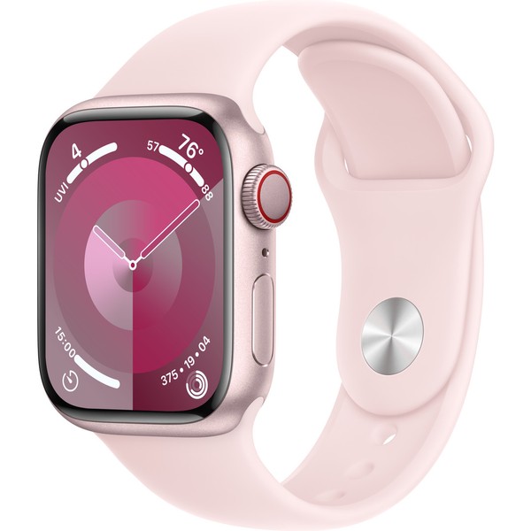 LikeNew Apple Watch Series 9 GPS + Cellular 41mm Pink Alu. Case w. Light Pink Sport Band - S/M (MRHY3)