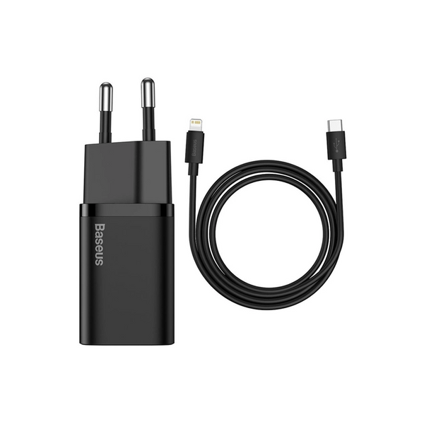 МЗП Baseus Super Si Quick Charger 1C 20W With Simple Wisdom Data Cable Type-C to iP 1m (Black) TZCCSUP-B01