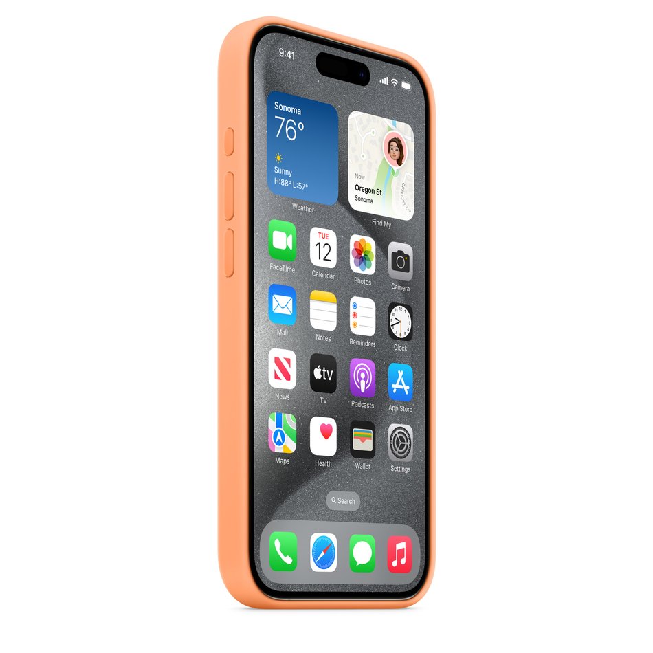 Чехол для iPhone 15 Pro Apple Silicone Case with MagSafe - Orange Sorbet (MT1H3)