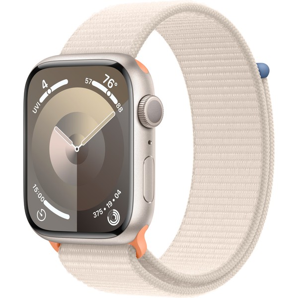 Apple Watch Series 9 GPS 45mm Starlight Aluminum Case w. Starlight Sport Loop (MR983)