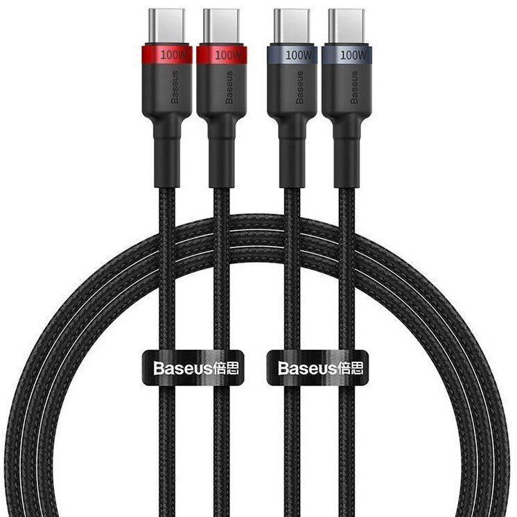 Кабель Baseus Cafule Cable Type-C to Type-C 100W 2m (2pcs) (Gray/Red) (P10318306003-01)