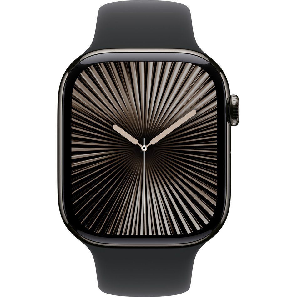 Apple Watch Series 10 GPS + Cellular 46mm Slate Titanium Case w. Black Sport Band - S/M (MWYD3)
