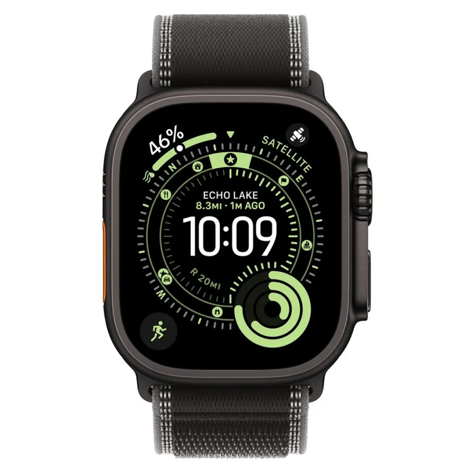 Apple Watch Ultra 3 GPS + Cellular 49mm Black Tit. Case w. Black/Charcoal Trail Loop - S/M (MF1D4)