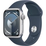 Apple Watch Series 9 GPS 41mm Silver Aluminum Case w. Storm Blue S. Band - S/M (MR903) (007506)