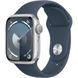 Apple Watch Series 9 GPS 45mm Silver Alu. Case w. Storm Blue S. Band - M/L (MR9E3) UA