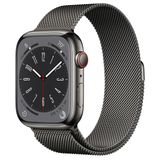 No Box Apple Watch Series 8 45mm GPS + Cellular Graphite Stainless Steel Case w. Graphite Milanese Loop (MNKW3/MNKX3) (009975)