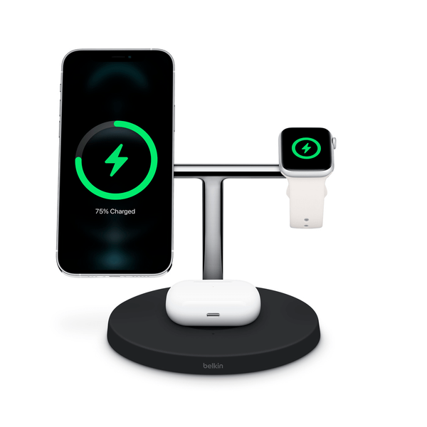 БЗУ Belkin BOOST CHARGE PRO 3-in-1 Wireless Charger with MagSafe ( Black ) WIZ009VFBK