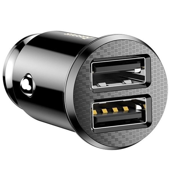 АЗП Baseus Grain Car Charger Dual USB 5V,3.1A Black (008629)