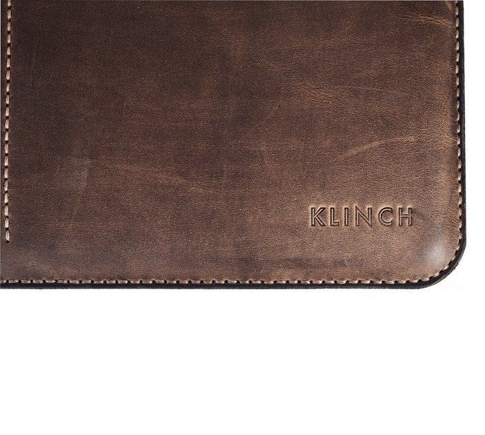 Чехол для MacBook Pro/Air 15" Klinch Leather Sleeve Case Side Cut (Black/Brown)