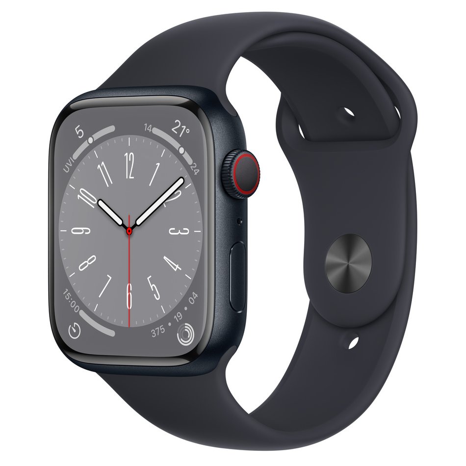 Apple Watch Series 8 45mm GPS + LTE Midnight Aluminum Case with Midnight Sport Band (MNK43)