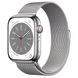 Apple Watch Series 8 GPS + Cellular 45mm Silver Stainless Steel Case w. Milanese Loop Silver (MNKG3, MNKJ3)