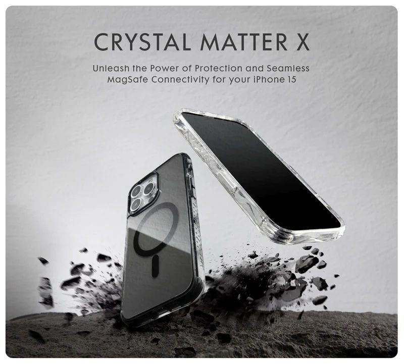 Чехол для iPhone 15 LAUT CRYSTAL MATTER X з MagSafe, Прозорий (L_IP23A_CMX_UC)