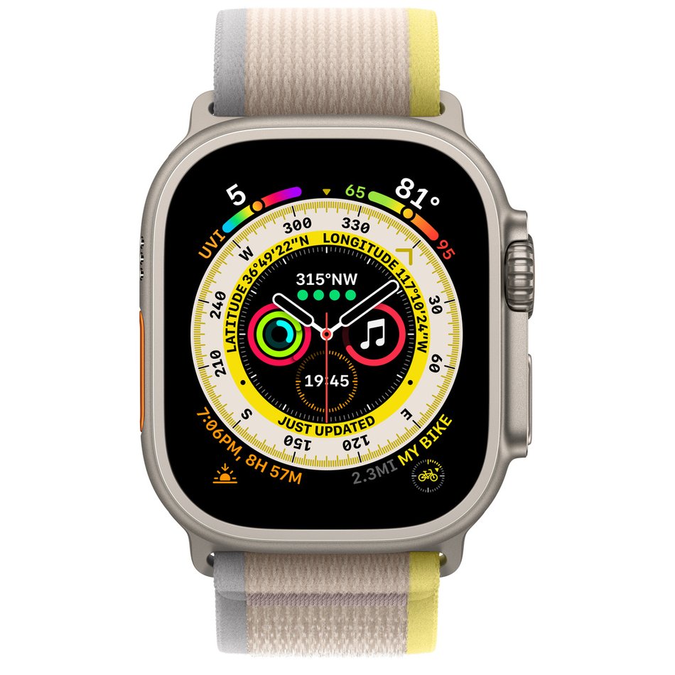 Б/У Apple Watch Ultra GPS + LTE 49mm Titanium Case with Yellow/Beige Trail Loop (MNHK3, MQFU3)