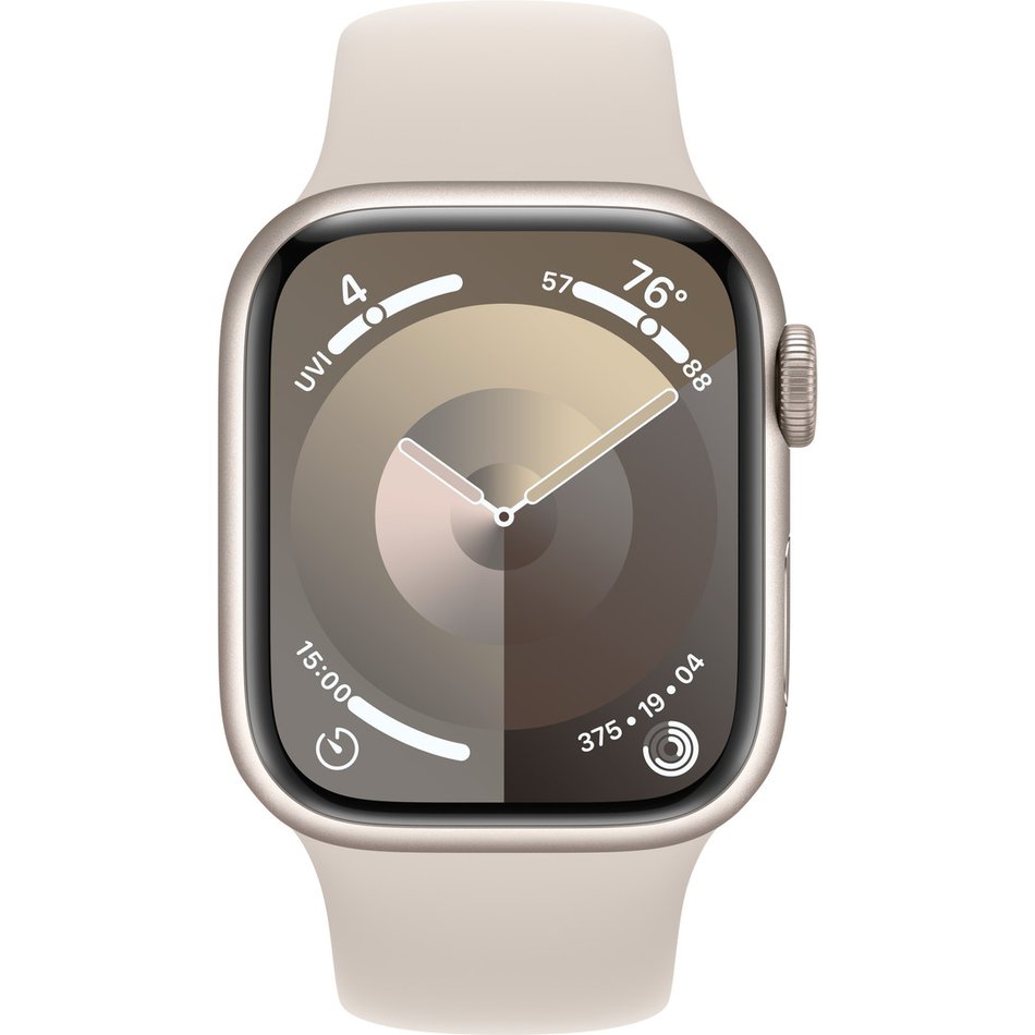 Apple Watch Series 9 GPS 41mm Starlight Aluminum Case w. Starlight Sport Band - M/L (MR8U3) UA