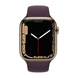 Apple Watch Series 7 GPS + LTE 45mm Gold Stainless Steel Case with Dark Cherry Sport Band (MKJX3)