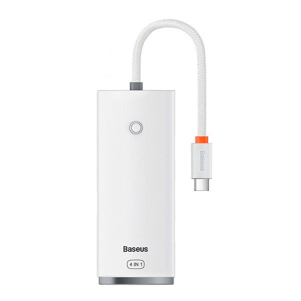 Адаптер BASEUS Lite Series 4-Port Type-C HUB Adapter (USB-C to USB3.0x4) White (WKQX030302)