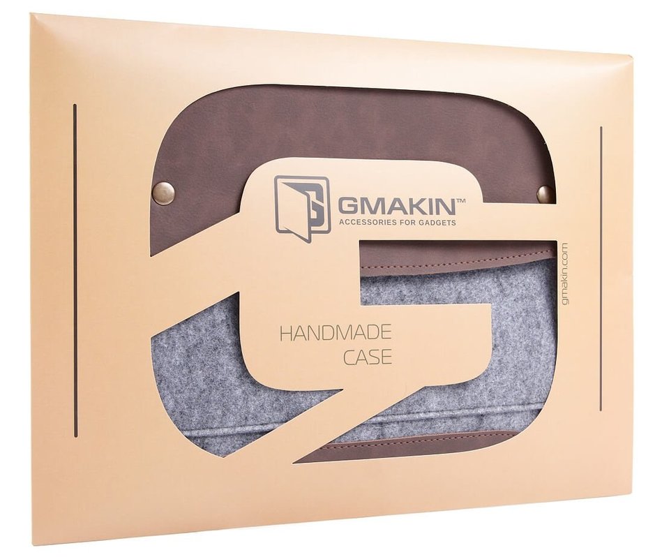 Чохол-конверт Gmakin для MacBook Air 13,3 и Pro 13,3 коричневый на кнопках (GM45)