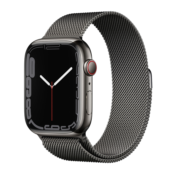 Apple Watch Series 7 GPS + LTE 45mm Graphite Stainless Steel Case with Graphite Milanese Loop (MKJJ3)