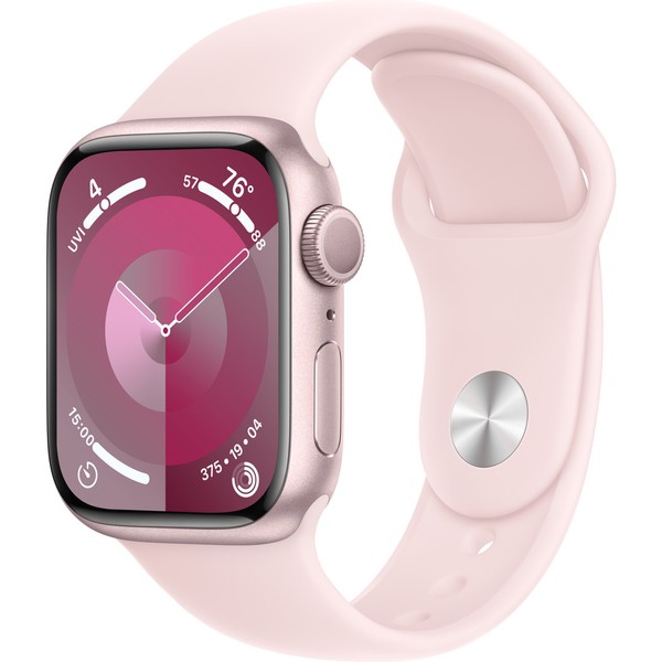 Apple Watch Series 9 GPS 41mm Pink Aluminum Case w. Light Pink Sport Band - M/L (MR943)