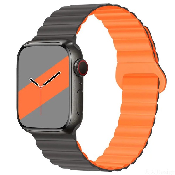 Ремешок для Watch 42/44/45/49 mm XO BT01B Silicone Magnetic Series (Gray-Orange)
