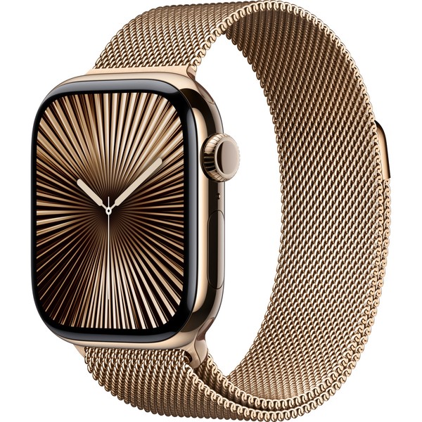 Apple Watch Series 10 GPS + Cellular 42mm Gold Titanium Case w. Gold Milanese Loop (MX083)