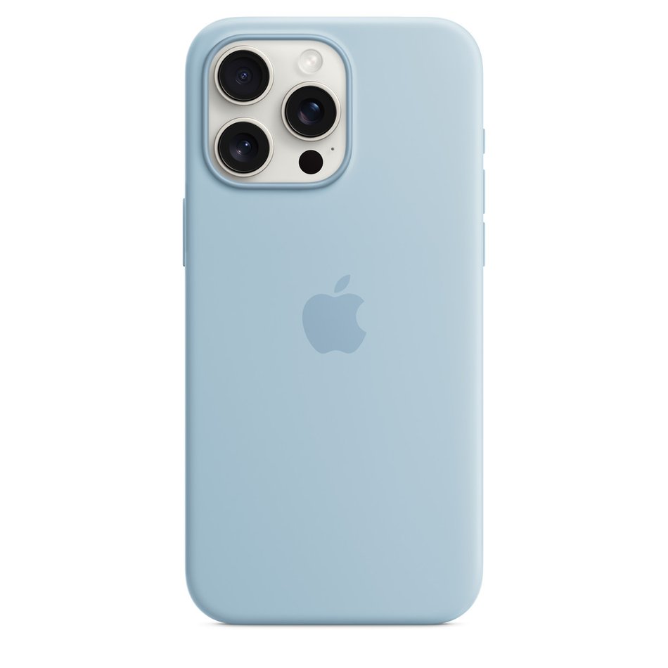 Чехол для iPhone 15 Pro Max Apple Silicone Case with MagSafe - Light Blue (MWNR3)