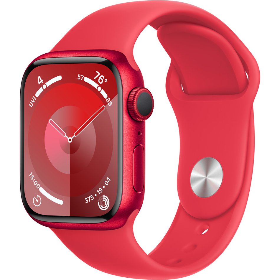 Apple Watch Series 9 GPS 41mm PRODUCT RED Alu. Case w. PRODUCT RED Sport Band - S/M (MRXG3) UA