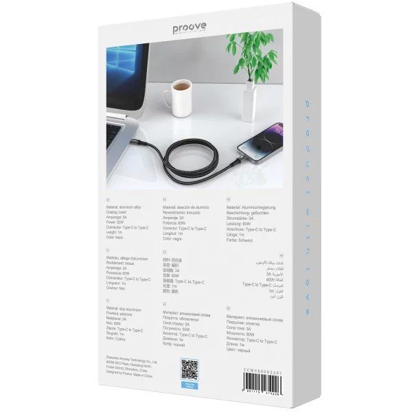 Кабель Proove WireX Type-C to Type-C 60W (1m) (Black) (CCWX60002201)