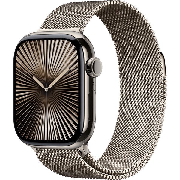 Apple Watch Series 10 GPS + Cellular 42mm Natural Titanium Case w. Natural Milanese Loop (MWXF3)