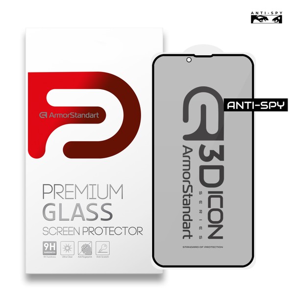 Защитное стекло для iPhone 13/13 Pro ArmorStandart Icon 3D Anti-spy ( Black ) ARM60980
