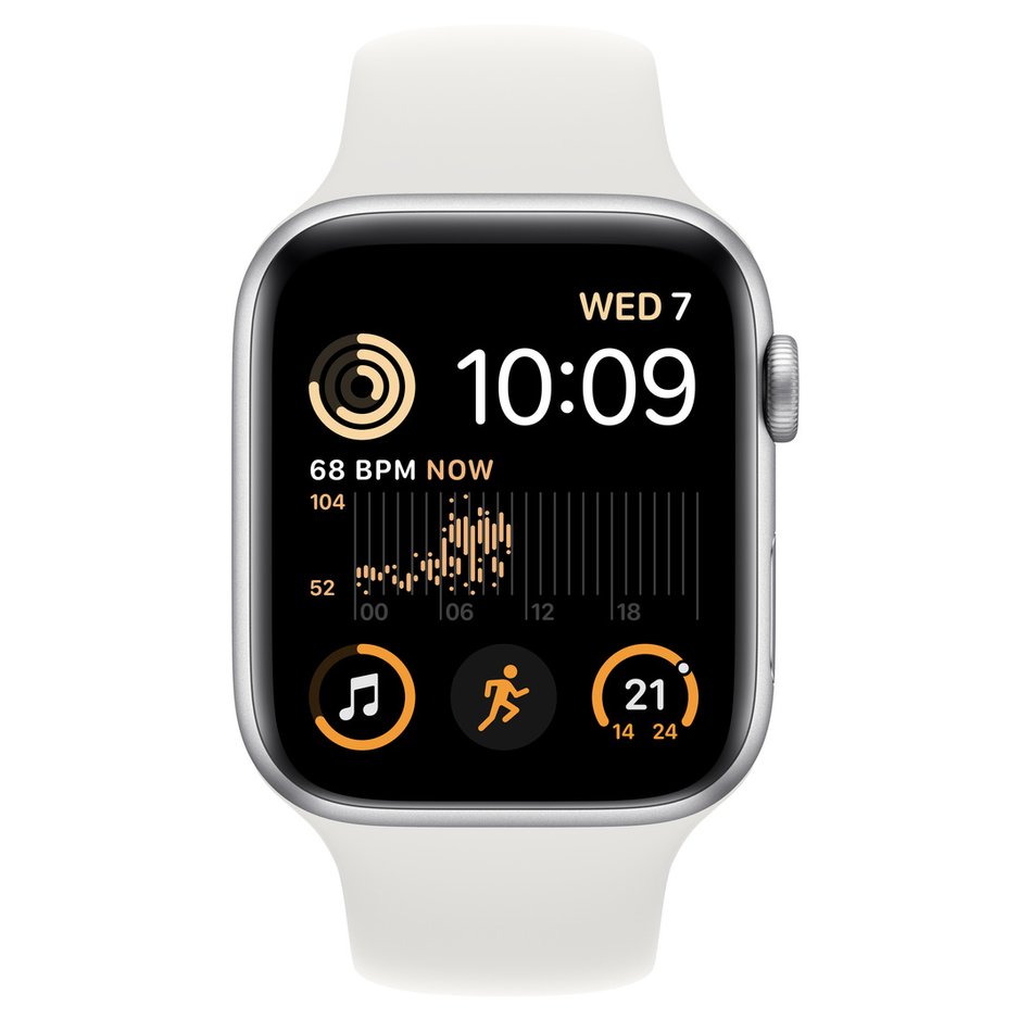 Б/У Apple Watch SE 2 пок. 44mm Silver Aluminum Case with White Sport Band (MNK23, MNTJ3, MNTH3)