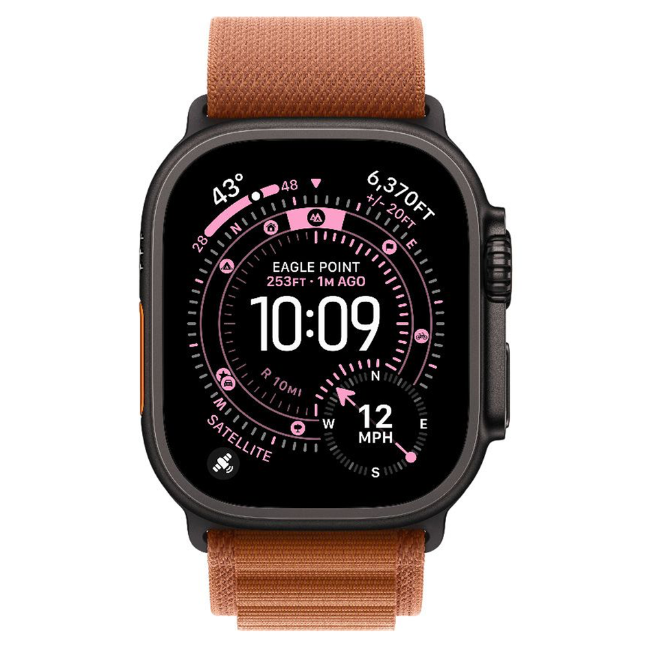 Apple Watch Ultra 3 GPS + Cellular 49mm Black Tit. Case w. Terra Cotta Alpine Loop - Small (MG9D4)