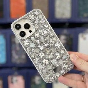 Чехол для iPhone 15 Pro Bling World Swarovski (TPU) (White Titanium)