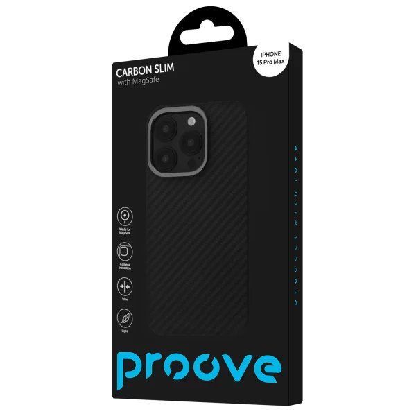 Чохол для iPhone 15 Pro Max Proove Carbon Slim with Magnetic Ring (Black) PCCSIP15PM02