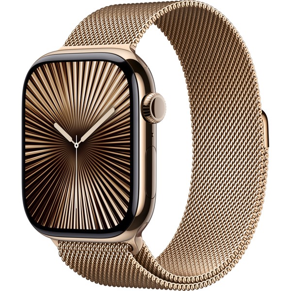 Apple Watch Series 10 GPS + Cellular 46mm Gold Titanium Case w. Gold Milanese Loop - M/L (MX003)