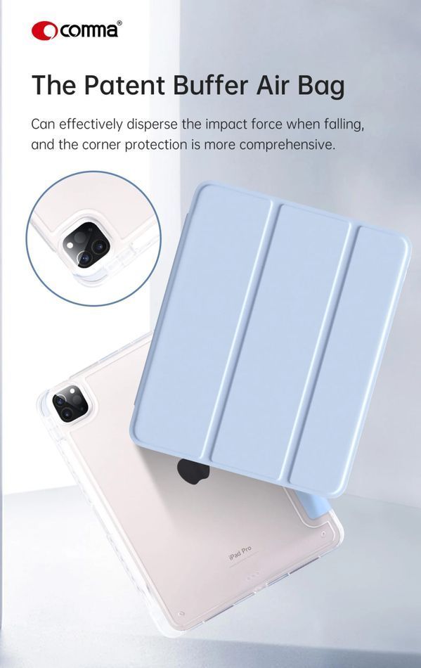 Чехол для iPad Air 13" (2024) Comma Joy PU Case with Pen Holder Series (Grey)
