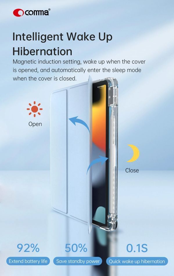 Чехол для iPad Air 13" (2024) Comma Joy PU Case with Pen Holder Series (Grey)