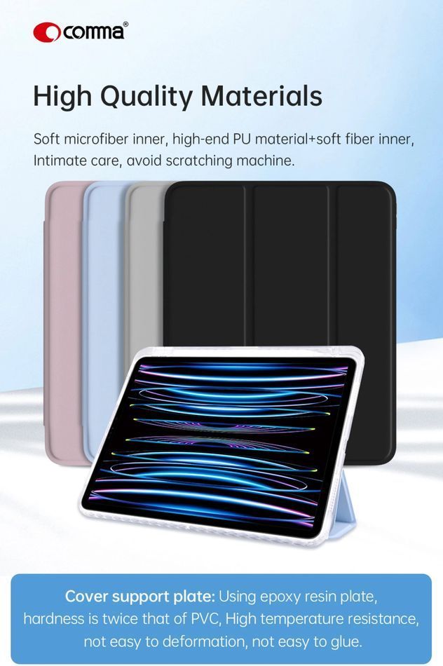 Чехол для iPad Air 13" (2024) Comma Joy PU Case with Pen Holder Series (Grey)