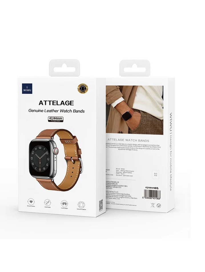 Ремінець для Watch 42/44/45/49 mm WiWU Attelage Leather Watch Band (Brown)