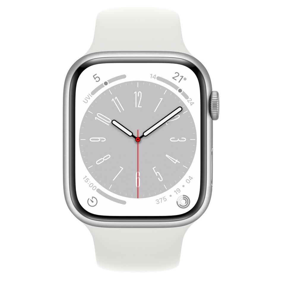 Б/У Apple Watch Series 8 45mm GPS + LTE Silver Aluminum Case with White Sport Band (MP4J3)